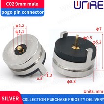Pogopin 자기 좌석 남성 여성 봄 2pin 커넥터 마이크로 usb type-c 플러그 ios 안 드 로이드 휴대 전화에, 10 C02-9mm-male_01 1 pcs