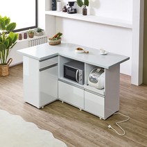 마담바 프리미엄 아일랜드식탁 바디 하이그로시 상판 인조대리석 홈바 미니바 렌지대 전기밥솥 수납., B 타입 - 인조대리석 그레이 - 대