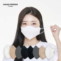 카카오프렌즈 페이스 V마스크 KF94 대형 2박스 60매 새부리형 2D 어피치 프로도, 카카오 새부리형 KF94 대형 어피치, 블랙