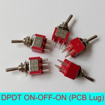 리밋 스위치10 개몫 DPDT 6 핀 3 위치 ON-OFF-ON 소형 로커 토글 PCB 러그 3A250VAC6A125VAC, 한개옵션0