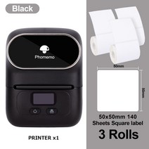 라벨지 라벨기 라벨프린터 미니 53mm 라벨부착기 Phomemo 바코드생성기, BK-50x50mm Square, CHINA