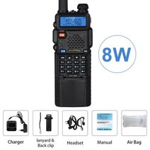 생활용 무전기 3800mAh 높은 전원 8W Baofeng UV5R 워키 토키 듀얼 디스플레이 밴드 휴대용 UHF VHF BFUV5R, 3800mAh 8W No Box+American