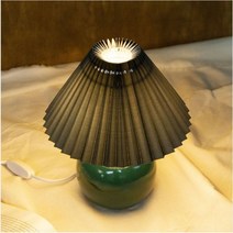 레트로 플리츠스탠드 7종 세라믹 주름램프 스칸디 LED 침대 협탁 테이블무드등 스탠드, 그린