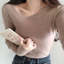 드레스날다 설렘을품고 슬림 골지 사선넥 니트(knit628)