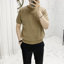 아도르클래식 남성용 라운드 여름 니트 반팔 티셔츠