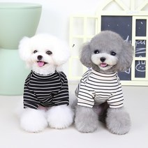 예쁜옷가게 스트라이프 기모 티셔츠 강아지 겨울옷, 블랙