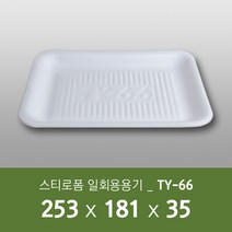 태양산업사 일회용 포장용기 음식포장 일회용접시 사각용기 TY66 100개 1박스