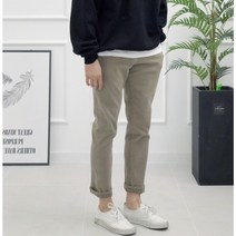 장롱 남자 기모바지 테이퍼드 스판 반밴딩 빅사이즈 면바지 치노팬츠