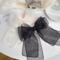 은꽃밴드 쉬폰 초대형 왕리본 자동핀