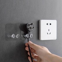투명 벽걸이 부착 콘센트 코드 플러그 정리 걸이 3P dolceruna*309210387EA, 본상품선택, 파워플로거후크-3p