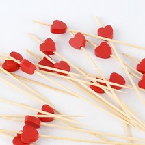 대나무 컬러 과일꽂이 꼬지100P l 햄버거 샌드위치, 12. 레드하트, 1봉지약100P