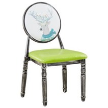 복고풍 빈티지 레트로 포인트캐릭터의자 카페 육각 원형 철제 인조가죽 식탁의자, 연청원배그린스카프사슴 + 표준