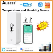 스마트온습도계 온도기록계 Tuya 스마트 와이파이 온도 및 습도 센서 실내 습도계 온도계 스마트 라이프 컨트롤 지원 alexa google assistant, 4피스
