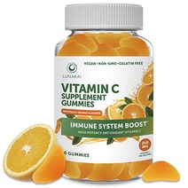 Lunakai 비타민 C 엘더베리 젤리 묶음 옥수수 시럽 없음 천연 D3 60캡슐, Vitamin C Gummies, 60 Count (Pack of 1)