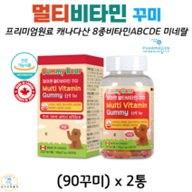 파마젠 종합 멀티 비타민 A B군 C D E 나이아신 비오틴 엽산 유아 어린이 키즈 성장기 맛있는 젤리 제리 구미 꾸미 식물성 펙틴 캐나다 직수입 식약청인정 건강기능식품 90꾸미, 2통