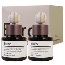유로 차량용 방향제 디퓨저 70ml x 2 + 차량용 거치대 + 우드볼, 블랙체리