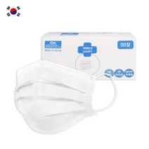국내제작 일회용 덴탈형마스크 50매 숨쉬기편한 부직포 3중필터, 1박스