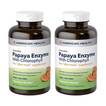 American Health 엽록소 츄어블 정제가 함유 파파야 효소 2팩 600정