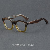 일본 수제 뿔테 안경 테 아넬 형 스퀘어 레트로 빈티지 코받침 아세테이트 클리어 그라데이션 1127