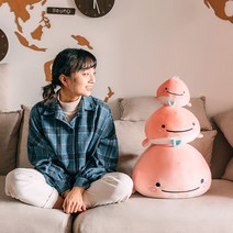 쿠션 대체용 귀여운 2종 빅사이즈 고래 인형, 핑크40cm