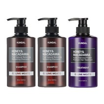 쿤달 네이처샴푸500mlx2개+ 트리트먼트500mlx1개 라임모히또향, 1세트