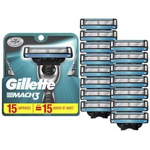 Gillette 마하3 남성용 면도날 리필 15개, 15 Refills, 기본