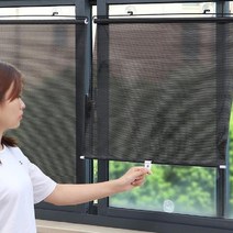 썬가드 설치가 쉬운 UV차단 롤업 블라인드 간편한 붙이는 후크 햇빛 가리개 자동차 커튼, 2P