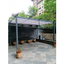 조립식파고라 별장 가제보 정원 창고 주차 바베큐장, 10cm  회색기둥 전구포함  3 X 4m천막