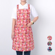 라미아스텔라 예쁜 면 찍찍이 H형 꽃무늬 앞치마, 블루 플라워, 1개