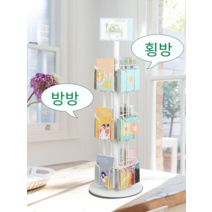 엽서 진열대 가판대 잡지 꽂이 리플렛 편지지 신문 랙, 4면3단 둥근 바닥/  블랙/ A5규격
