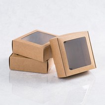 미니 투명창 소형 종이크라프트 선물상자 50개입 9종 화장품 수제비누 포장박스 초콜렛 떡, 투명창 선물상자3호 크라프트 x50개