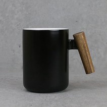 우드핸들 머그컵 블랙 400ml 카페 머그잔
