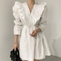 블링앤수 러블리 여성 기본핏 브이넥 원피스 KZZ109