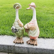 프로방스 가드닝 오리 장식 소품 2종세트 카페 정원 장식장 빈티지 소품 인테리어 동물 모형 30cm