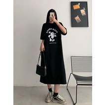 여성 봄원피스 롱 새내기 도트 쉬폰 드레스 티셔츠