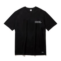 [유니버셜유니버시티] 바이오워싱 고급 브랜드 반팔 티셔츠 부드러운 목안늘어나는 두꺼운 20수 도톰한 튼튼한 안비치는 비침없는 짱짱한 검정색 블랙 티