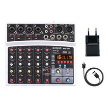 오디오 인터페이스 bmg-06d 6 채널 믹싱 콘솔 16 dsp 블루투스 호환 오디오 믹서 usb 인터페이스 48v 전문 오디오 장비, 흰색 EU 플러그