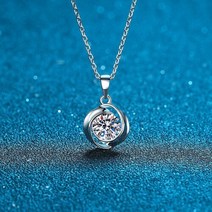 조이스톤_모이사나이트 1캐럿 베젤 은 목걸이 925실버 일체형 체인 목걸이 GRA감정서