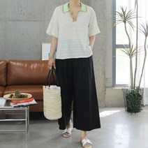 니트 카라 브이넥 여름 블라우스