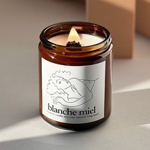 블랑쉬미엘 빈티지 드로잉 브라운 소이캔들 대형 코튼심지 향초, 클린코튼