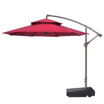 안뜰 대형 까페 파라솔 정원 빌라 자외선 차단 타프, 2.7m 더블 탑 와인 레드