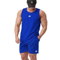 마라톤복 남성 여성 5월 달리기 러닝 마라톤대회 복장 신제품 남성용 러닝 셔츠/조끼 + 스포츠 반바지 조, 18 Blue_02 L