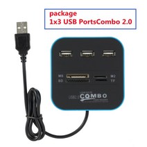 usb 멀티포트 GRWIBEOU 노트북 맥북용 USB 허브 2.0 3 포트 TF 마이크로 SD 카드 리더 슬롯 콤보 멀티 올인, 01 파란