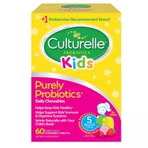 Culturelle Kids Purely Probiotics Chewable Tablets 컬처렐 키즈 퓨어 프로바이오틱 츄어블 60정 1팩, 상품명참고, 1회