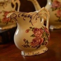 도자기저그 브런치 크리머 오브제 세라믹 베이킹 샐러드 핸들 그릇 믹싱, 퀸 로즈 저그 250ml