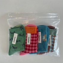 떨샵 빈티지도형 일러스트 양말 여성 중목 포인트양말 패션양말 4종세트