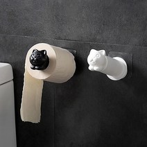 무타공 접착식 욕실 휴지걸이, 블랙