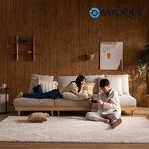 바로크가구 마루 구스 패브릭 원목 4인용 소파세트, 네추럴