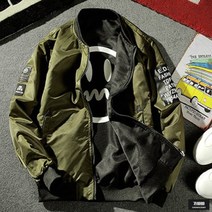 가바바 남성 빅사이즈 블루종 이모티콘 그림이 그려진 캐주얼 항공점퍼 G56741