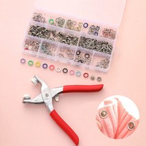 똑딱이펀치 스냅 가시도트 똑딱이 단추 100개 세트, 펀칭기+컬러원형추+보관함 SET